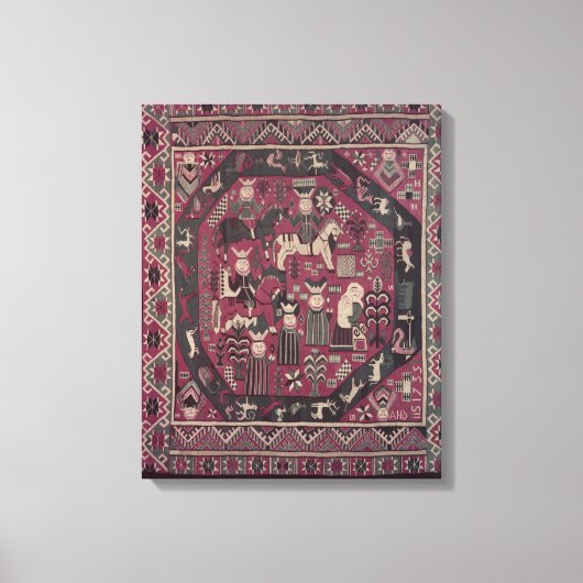 Teppich mit Ritterdarstellung Leinwanddruck (Vorderseite)