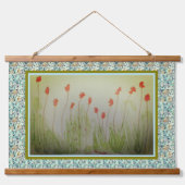 Teppich - Rote Wildblumen Wandteppich Mit Holzrahmen (Vorne)
