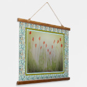 Teppich - Rote Wildblumen Wandteppich Mit Holzrahmen (Gewinkelt)