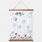 Teppich - Zwei kleine Vögel Wandteppich Mit Holzrahmen (Vorderseite)