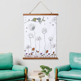 Teppich - Zwei kleine Vögel Wandteppich Mit Holzrahmen