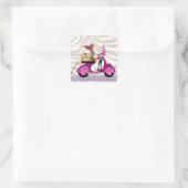 Teppichaufkleber Scooter Frauenhunde Zebra Quadratischer Aufkleber (Tasche)