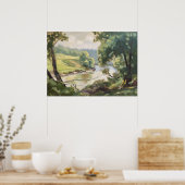 Teppichboden für grüne Vegetation am Ufer Poster (Küche)