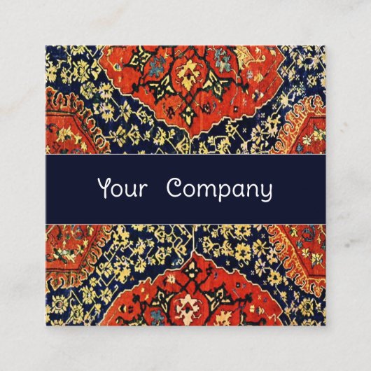 Teppiche aus blau-orange-orientalisch quadratische visitenkarte (Vorderseite)