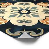 Teppiche Neo-Traditionelles Blau-Weiß-Muster Poster (Ecke)