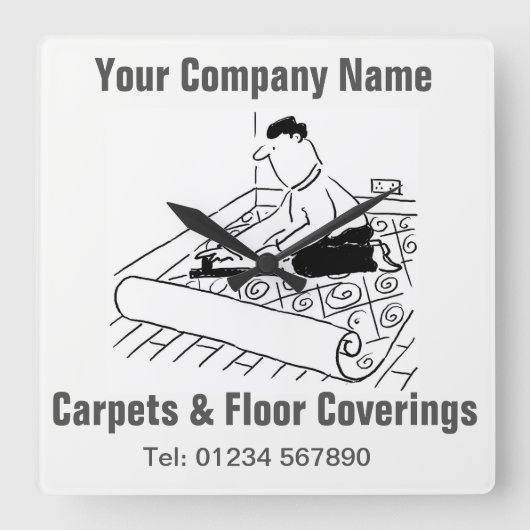 Teppiche und Fußbodenbeläge Cartoon Quadratische Wanduhr (Vorderseite)