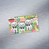 Teppiche und Hunde Walker Farbenfrohe Parkanlage C Magnetische Visitenkarte (Beispiel)