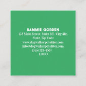 Teppiche und Hunde Walker Farbenfrohe Parkanlage C Quadratische Visitenkarte (Rückseite)