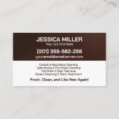 Teppiche und Pflegeprodukte Visitenkarte (Rückseite)