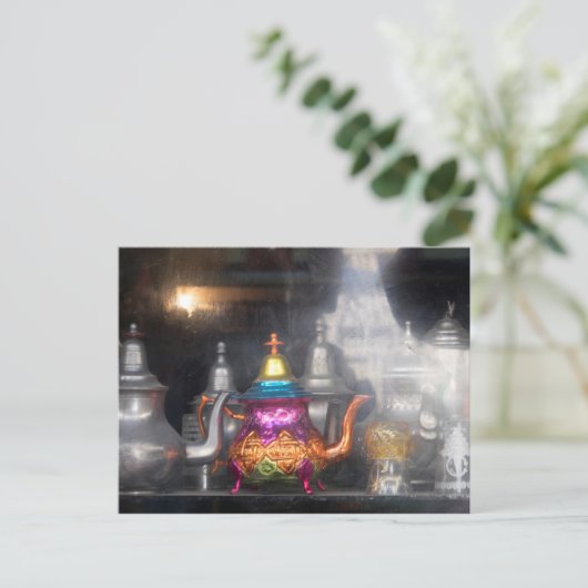 Teppiche zum Verkauf auf dem Markt Postkarte (Stehend Vorderseite)