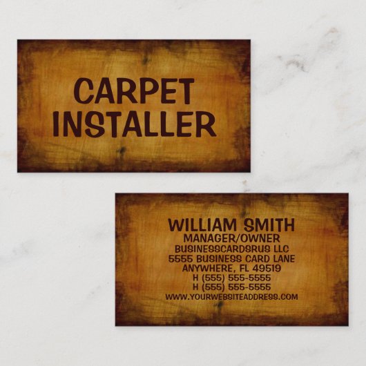 Teppichinstallationsantike Visitenkarte (Vorne/Hinten)