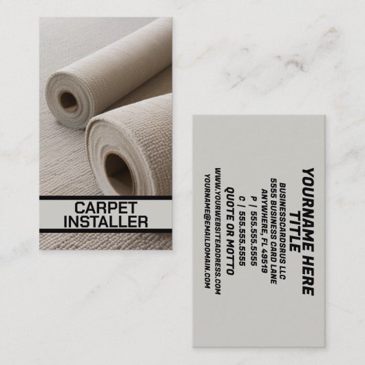 Teppichinstallationswalzen Visitenkarte (Vorne/Hinten)