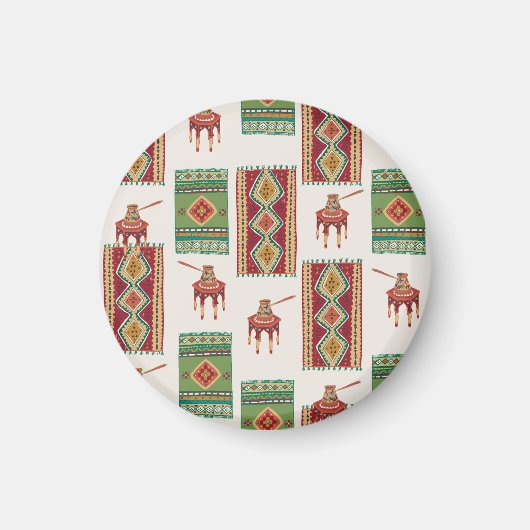 Teppichkaffee von Istanbul: Vintages Muster Magnet (Vorne)