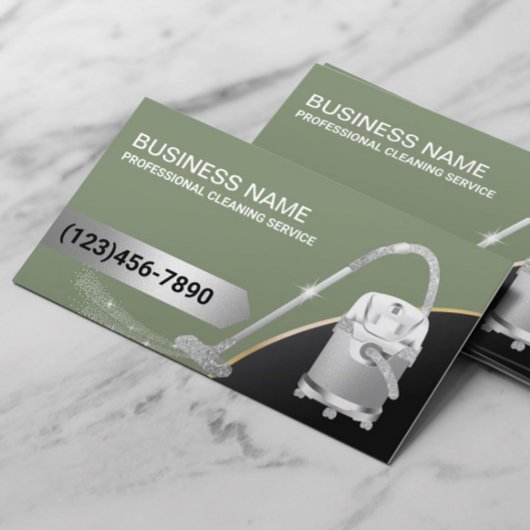 Teppichreinigung Silver Vacuum Reiniger Grün Visitenkarte