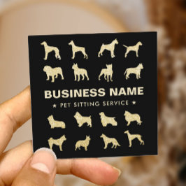 Teppichsitzer Moderner Black & Gold Dog Groomer Quadratische Visitenkarte