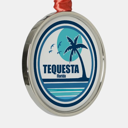 Tequesta Florida Palm Tree Birds Ornament Aus Metall (Rechts)