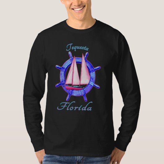 Tequesta Florida Sailboat Segel Vacation Nautica T-Shirt (Vorderseite)