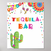 Tequila Bar Fiesta Drinks Cactus Table Sign Poster (Vorne)