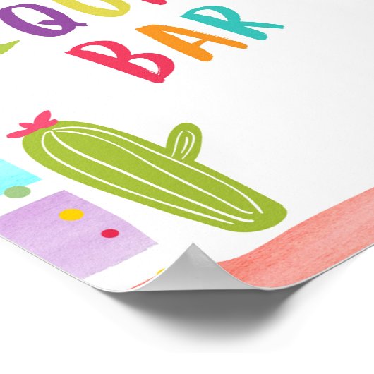 Tequila Bar Fiesta Drinks Cactus Table Sign Poster (Ecke)