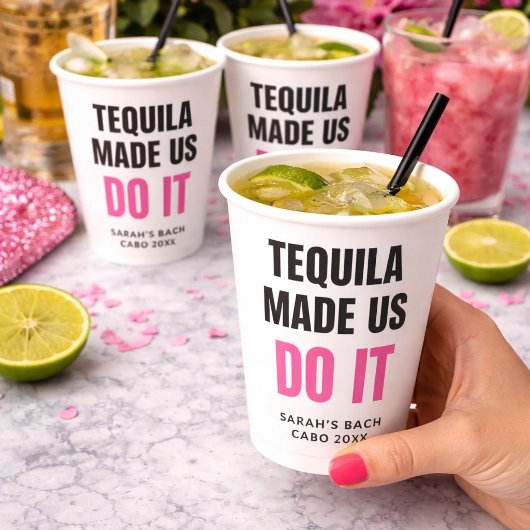 Tequila brachte uns dazu, es zu tun | Braut-Trinkg Pappbecher