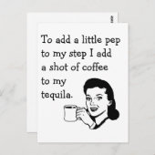 Tequila Coffee Pep 50er Hausfrau Funny Postkarte (Vorne/Hinten)