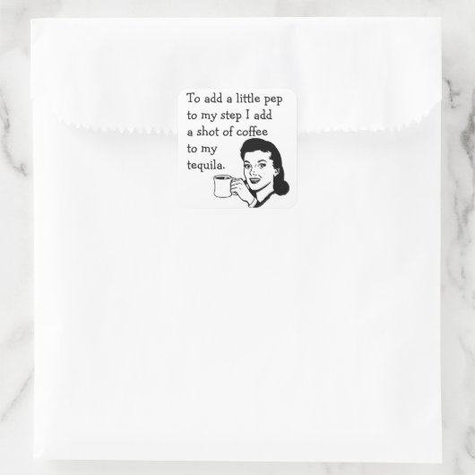 Tequila Coffee Pep Quadratischer Aufkleber (Tasche)