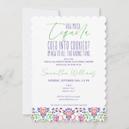 Tequila & Cookies Backclass Brautparty Einladung (Vorderseite)
