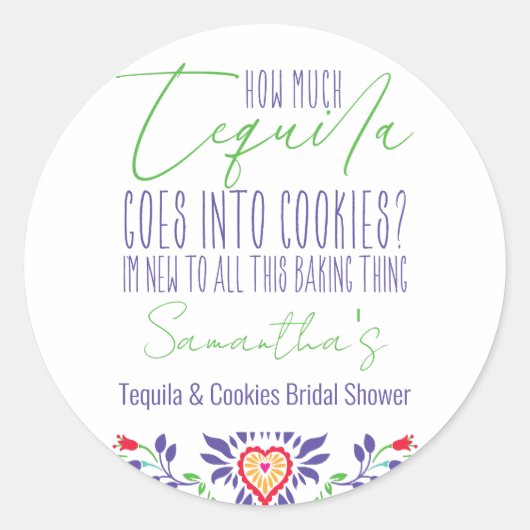 Tequila & Cookies Baking Class Brautparty Party Runder Aufkleber (Vorderseite)
