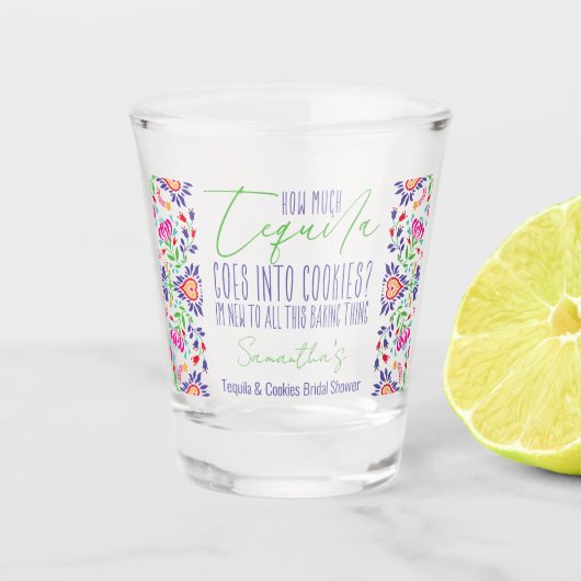 Tequila & Cookies Baking Class Brautparty Party Schnapsglas (Vorderseite)