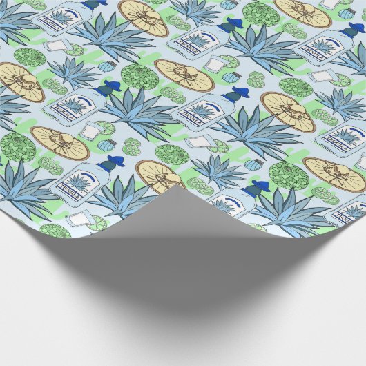 Tequila Drink Blue Agave Cactus Gemustert Geschenkpapier (Ecke)