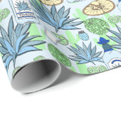 Tequila Drink Blue Agave Cactus Gemustert Geschenkpapier (Rolleneckpunkt)