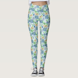 Tequila Drinker Blue Agave Cactus und Sombreros Leggings