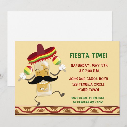 Tequila Flasche Fiesta Einladung (Vorne/Hinten)