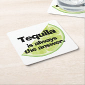 Tequila ist immer die Antwort und Limon Rechteckiger Pappuntersetzer (angewinkelt)