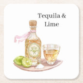 Tequila & Limette Rechteckiger Pappuntersetzer (Vorderseite)