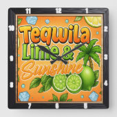 Tequila Limon Sunshine Party Quadratische Wanduhr (Vorderseite)