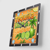 Tequila Limon Sunshine Party Quadratische Wanduhr (Winkel)