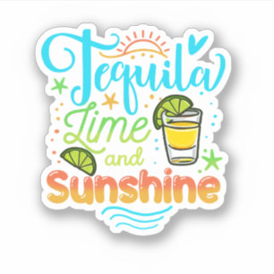 Tequila Limon und sonnig Funny Beach Summer Vacat Aufkleber