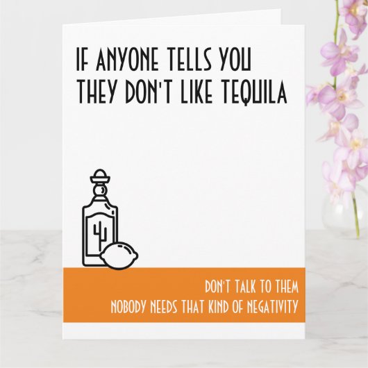 Tequila Lover's Large Orange Birthday Card Karte (Orchidee)