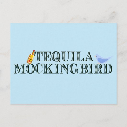 Tequila Mockingbird Funny Book Lover Pun Blue Postkarte (Vorderseite)
