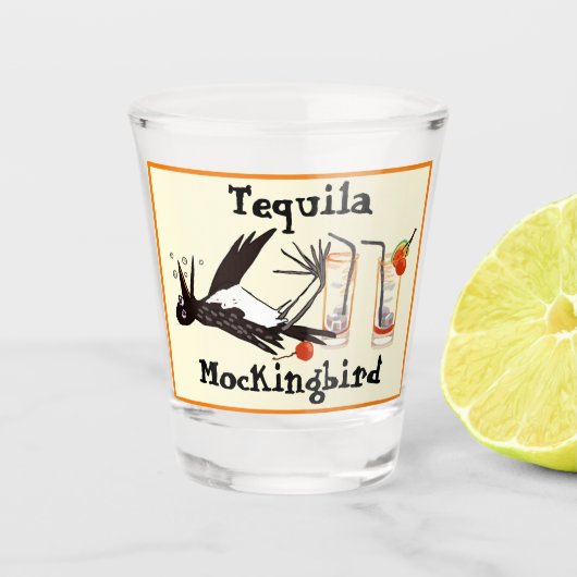 Tequila Mockingbird literarischer Witz Schnapsglas (Vorderseite)