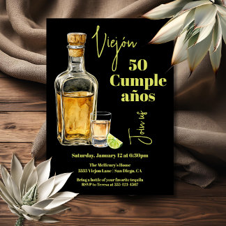 Tequila Shot Milestone Man's Birthday Einladung