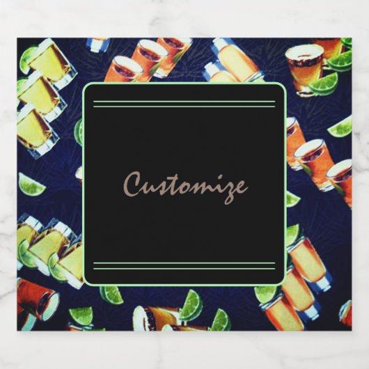 Tequila Shots Pattern Alkoholflaschenetikett (Einzelnes Label)