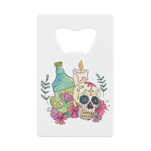 Tequila Sugar Skull Geldbeutel Flaschenöffner (Vorderseite)
