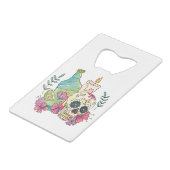 Tequila Sugar Skull Geldbeutel Flaschenöffner (Vorderseite Schrägansicht)