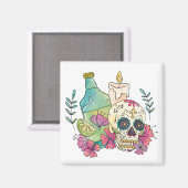 Tequila Sugar Skull Magnet (Vorderseite/Rückseite)