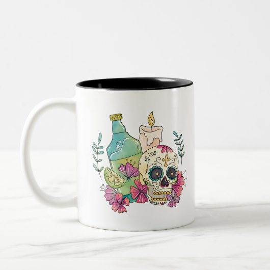 Tequila Sugar Skull Zweifarbige Tasse (Links)