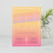 Tequila Sunrise Bachelorette Einladung (Stehend Vorderseite)