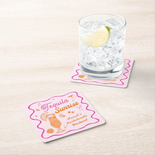 Tequila Sunrise Bachelorette Rechteckiger Pappuntersetzer (Vor Ort)
