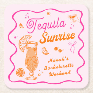 Tequila Sunrise Bachelorette Rechteckiger Pappuntersetzer